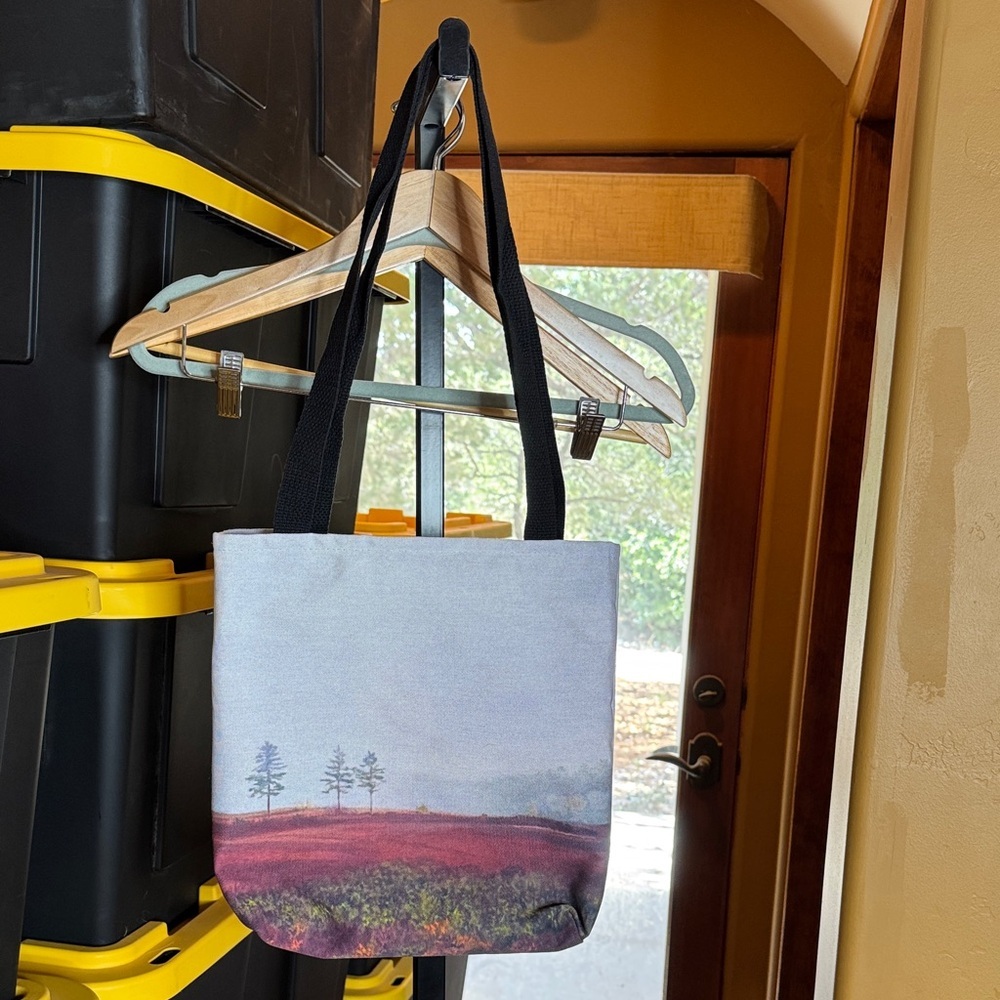 NWOT Scenic Landscape Canvas Tote Bag | Nature Art Field Print Market Bag - Picture 2 of 5